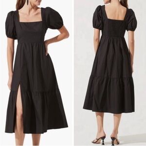 NWT ASTR Nordstrom black smock dress puff sleeve Size XL